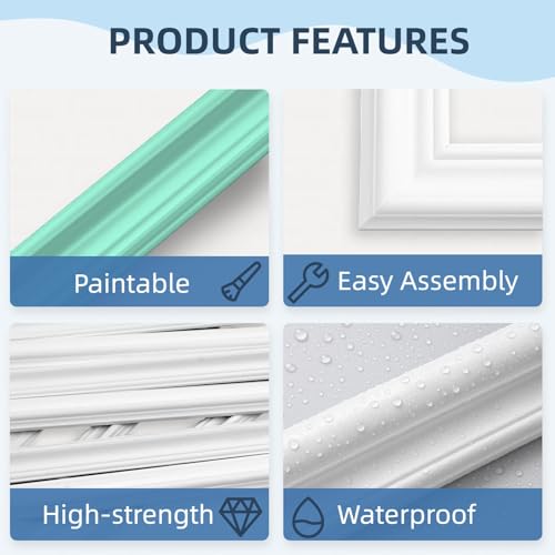 BiJun Peel and Stick Door Moulding Kit, 1 Set (Top10"×33" Mid/Bot10"×14") by BiJun - Used condition - Image 7