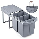 【Glissières fluides et solides】Grâce à ses coulisses métalliques robustes, cette poubelle encastrable s’ouvre et se ferme en douceur. Les bacs amovibles facilitent le nettoyage et le changement des sacs.