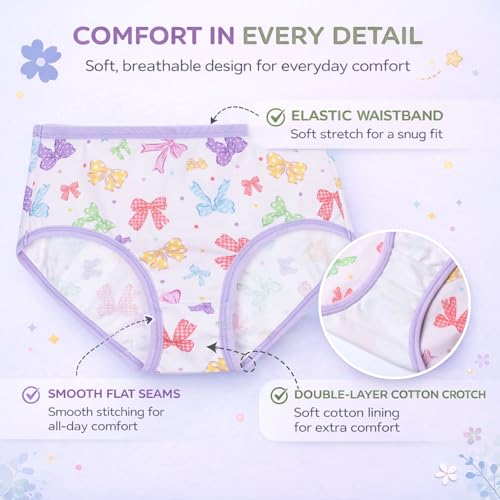 WELAKEN Girls\' Underwear Soft Cotton Tag-Free Briefs for Kids & Toddlers,7-Pack