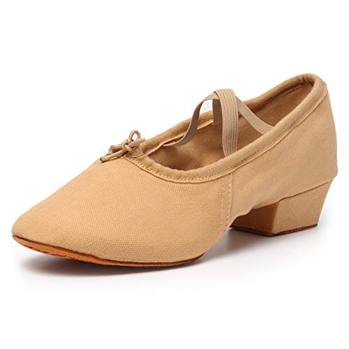 SWDZM Women's Latin Dance Shoes Close Toe Canvas Ballroom Tango Yoga Teaching Practice Dancing Shoes