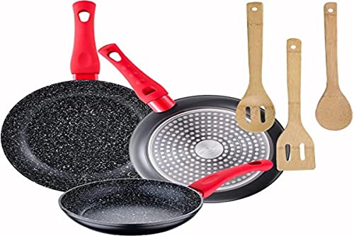 San Ignacio Pack 3 sartenes Energy Ø20/24/28 cm + Set de 3 utensilios de cocina en bambu...