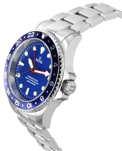 Image of RATIO FreeDiver Diver Watch Sapphire Crystal GMT Rotating Bezel Automatic 200M Water Resistant Dive Watches for Men