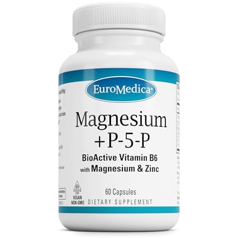 Euromedica Magnesium + P-5-P - 60 Capsules - Bio-Active Vitamin B6 with Magnesium & Zinc - Heart Health, Energy, Metabolism, Mood - Non-GMO, Vegan, Kosher - 60 Servings Cover