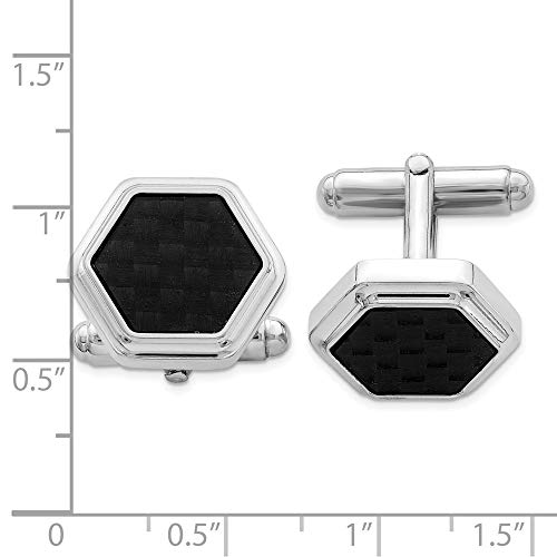 Mancuernillas hexagonales hombre plata 925 y carbono miniatura 2