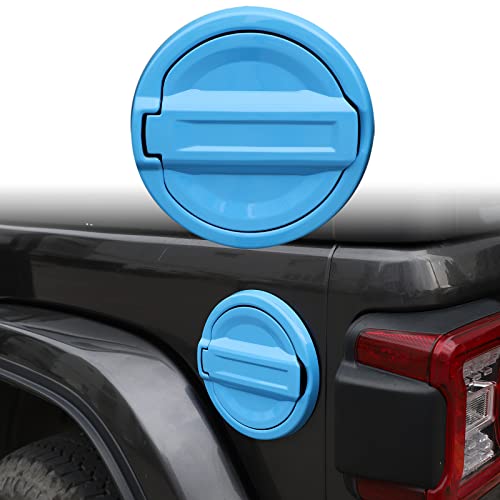 CheroCar ABS Gas Cap Cover Trim Fuel Tank Cover Decoration Kit for 2018-2025 Jeep Wrangler Accessories JL 2/4 Door (Light Blue)