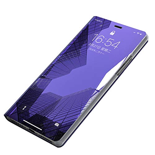 Carcasa Huawei Mate 9 Funda Case Mirror Funda Flip Tapa Libro Carcasa Funda de Espejo Flip Caso Huawei Mate 9 tirón del Duro Espejo Soporte Shell Cover para Huawei Mate 9 (Huawei Mate 9, Violeta)