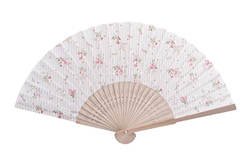 Salutto Folding Hand Fan Transparent Hand Fans Chiffon with Beautiful Fabric for Party Wedding Gift White