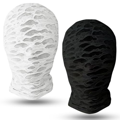 BONHHC Masque Noir Halloween, 2 Piezas Máscara Sin Rostro, Máscara Facial Completa, Unisex Máscara Facial Completa Spandex para Halloween Carnaval Cosplay - Suave y Transpirable (B)