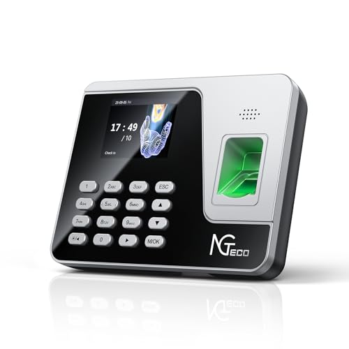 NGTeco Fingerprint & PIN Biometric Time Clock, Standalone...