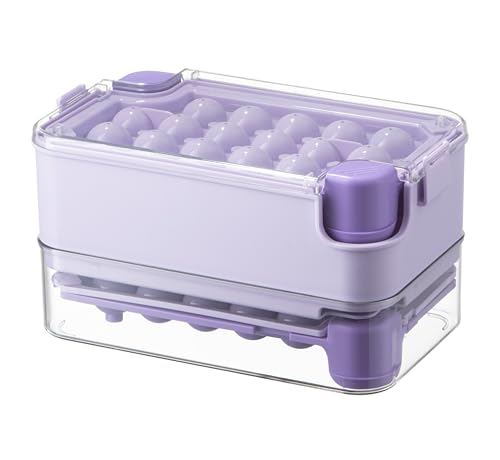 Innovative Ice Cube Tray - BPA Free Plastic - Easy Release Sphere Ice Ball Maker - Perfect for Cocktails, Drinks, and More (Purple)