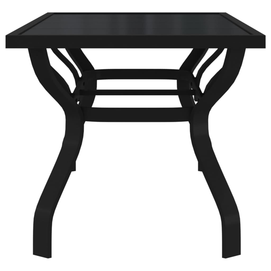 vidaXL Mesa de Jardín Comedor Cocina Patio Terraza Balcón Muebles Mobiliario Soporte Exterior Estable Acero y Vidrio Negro 180x80x70 cm