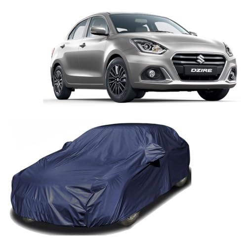 Image of Car Body Cover Compatible with Maruti Suzuki Dzire | Water, Dust & UV Protection | Mirror Pockets | Elastic Grip | Triple Stitch Dzire Car Cover (Blue)