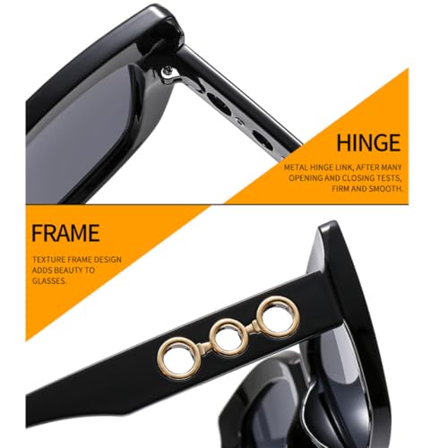 Lunettes de soleil œil de chat vintage en acétate noir brillant - 3