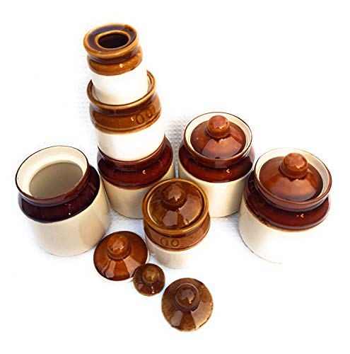 Image of QIMACPLUS Handmade Ceramic Pickle Jar Set with Lids - Achar Barni | Achar Ki Barni | Containers for Pickle, Spices, Chutney, and Sauces Storage (Pack of 2-1000ml)
