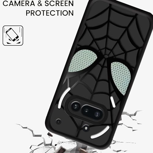 Image of Stylish Spider Back Case Cover Compatible for Nothing Phone 3A 5G | Spidey Face Mask Case | Soft Silicone | Camera & Full Body Protection | Shock Proof | (Black)
