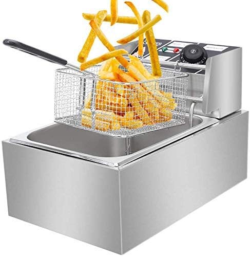 Image of Modern India Kitchenware 6 Litre Electric Deep Fryer, Stainless Steel Commercial Kitchen Appliance with Temperature Control