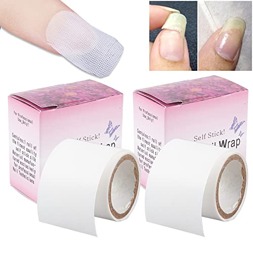 NICENEEDED 2 Rollen Selbstklebende Seidennagelfolie Silk Fiberglass Nail Extensions Fingernagel Reparatur Nagel Kleber Aufkleber Nailart Tool zum Reparieren beschädigter Nagelspitzen