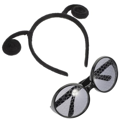 Alipis Diadema Antenas de Insectos y Gafas Cosplay Accesorio para Fiesta y Disfraz Diseño Antena Color Negro Set 1 Pieza Adecuado para Carnaval y Fotografía