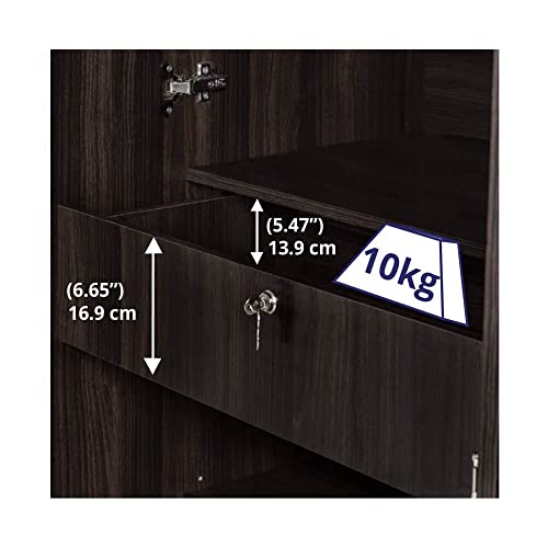 Image of Wakefit Wardrobe | 1 Year Warranty | Engineered Wood Almirah, Cupboard for Clothes Storage | 3 Door, 1 Drawer, 1 Hanging Space | Cashmere - Dark Brown