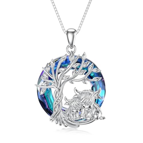 LILALO Highland Cow Necklace for Women 925 Sterling Silver 1 to 2 Cow Pendant Necklaces Cute Animal Jewelry Wife Gruduation Birthday Gifts for Her Wife Girlfriend Mom Mother Daughter
