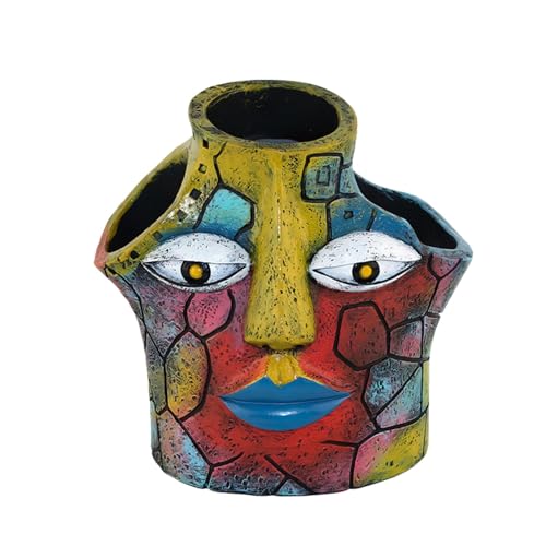 Pots de fleurs abstraits visage jardinière en résine pour succulentes - 2