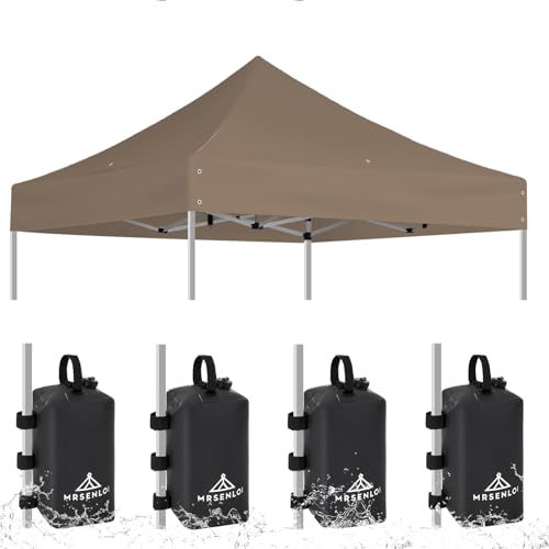 Mrsenloi 10x10 Replacement Canopy Top with 4 Pack Water Weight Bags Included for Pop Up Tent Waterproof Instant Canopy Top Cover Only