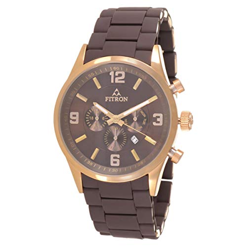 Fitron Men's Brown Dial Rubber Band Casual Watch - 8104M