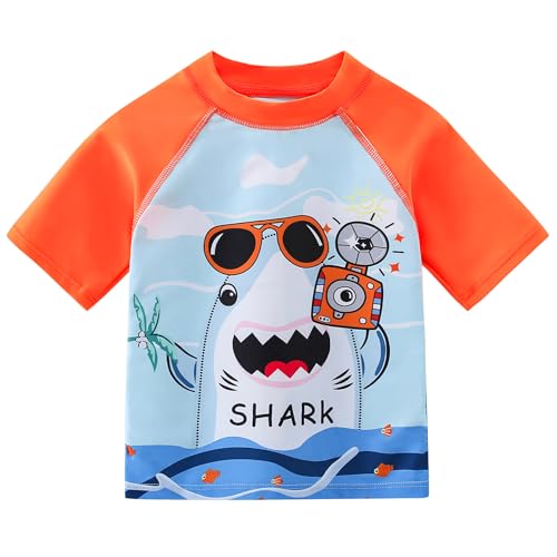 AIWUHE Toddler Boys Swimsuit Set Two Piece Shark Bathing Suit Boys' Swimwear Trunk and Rashguard Set 2-7Y3