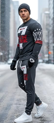 Image of Trendyz Fleece Jogging TrackSuit for Men | Modern Graphic Print | Insulating Warmth for Cold Weather | Athletic Training & Everyday Casual Wear