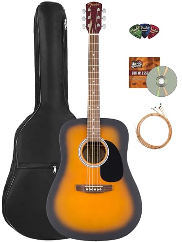 Fender FA Series Dreadnought Acoustic Guitar - 2-Color Sunburst Bundle with Gig Bag, Strings, Picks, and Austin Bazaar Instructional DVD