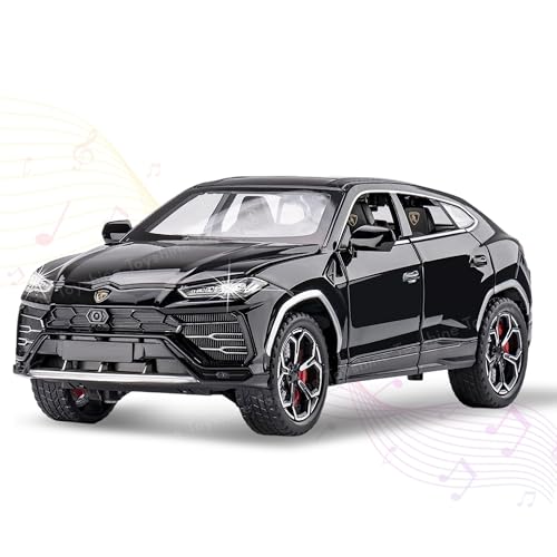 Image of Toyshine 1:24 Scale Die Cast Lambo Vehicle Toy Car with Music and Lights Along with Pull Back Function, Opening Doors and Back Feature for Kids Boy Girl 3+, Black
