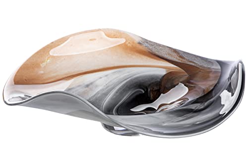 GILDE Glas Schale Draga - Dekoschale Ø 46 cm braun schwarz Mamor Optik - europäische Herstellung