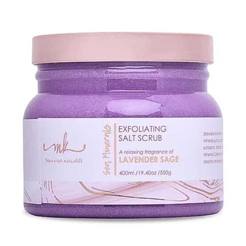 Manna Kadar Beauty Dead Sea Minerals Exfoliating Salt Scrub, Lavender Sage - Hydrating Skincare, Gentle, Removes Dead Skin, Skin Feels Smooth, & Refreshed