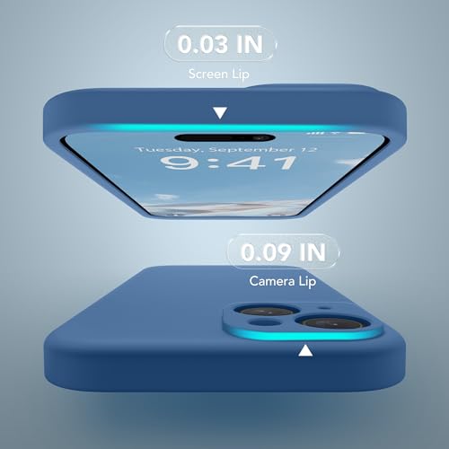Image of Magnetic for iPhone 15 Case, Compatible with MagSafe, [Screen Protector + Full Camera Protection], Silicone Shockproof Anti-Scratch Protective Phone Case for iPhone 15 6.1 inch, Lake Blue