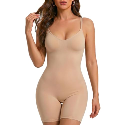 Image of Tummy Control Shapewear Bodysuit for Women, Seamless Body Shaper Thong, Brief or Mid-Thigh Faja, Sculpting Slimming Bodysuits