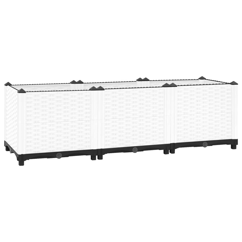 vidaXL Grey Raised Bed - 120x40x38 cm - Polypropylene Rectangular Planter - Rattan Pattern'