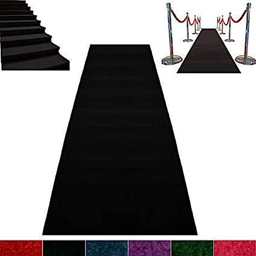 Image of 5x25 feet Black Colour Party Decoration Exhibition Stage Carpet, Floor Runner & Function Rugs, Awards Night Party Indoor Outdoor