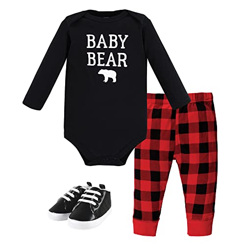 Image of Hudson Baby Unisex Baby Cotton Bodysuit, Pant and Shoe Set