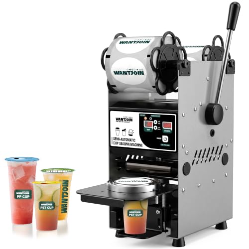 Image of WantJoin Semi Automatic Cup Sealing Machine, 2S Cup Sealer Machine Grey
