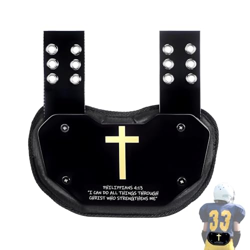 Quwzayail Football Back PlateShoulder Pads for Youth and Adult Football Players Hard-Shell Lower Back Protection high-Impact Protection Philippians 4:13 (Adult)