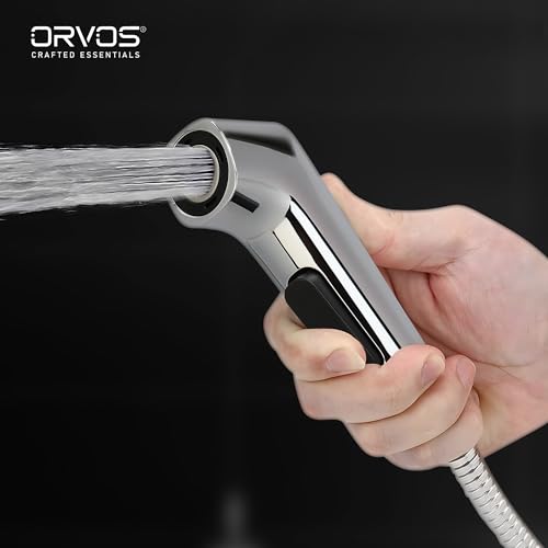 Image of Orvos Health Faucet, Modern Squeeze Button, ABS Outer Body with Brass pin, Gun only, Jet Spray for high end Luxury Toilets