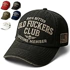 Old Fuckers Club-Vintage Baseball Cap, Hand-Embroidery Adjustable Wash Old Fuckers Club - 100% Bitter Lifetime Member Hat (CA/US, Alpha, One Size, Black)