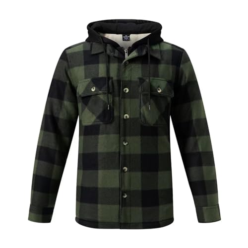 LeeHanTon Mens Flannel Jackets Sherpa Fleece Sweatshirt Zip Up Heavyweight Big&Tall Winter Warm Plaid Hoodies