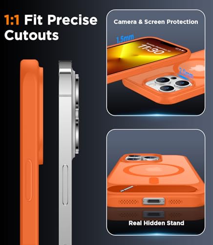 Image of Magnetic Compatible with iPhone 13 Pro Max Case, [Built-in Invisible Kickstand][Compatible with MagSafe][Military Grade Shockproof] Slim Translucent Matte Phone Case for iPhone 13 Pro Max 6.7 inch