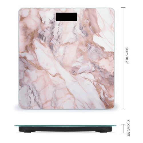 Báscula digital con diseño mármol blanco y rosa, 180 kg miniatura 2