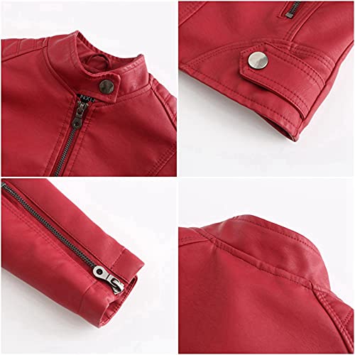 Jaqueta feminina de couro PU cropped Bolero Jacket Suit Stand-up Collar Thin Blazer Jacket, Cáqui, X