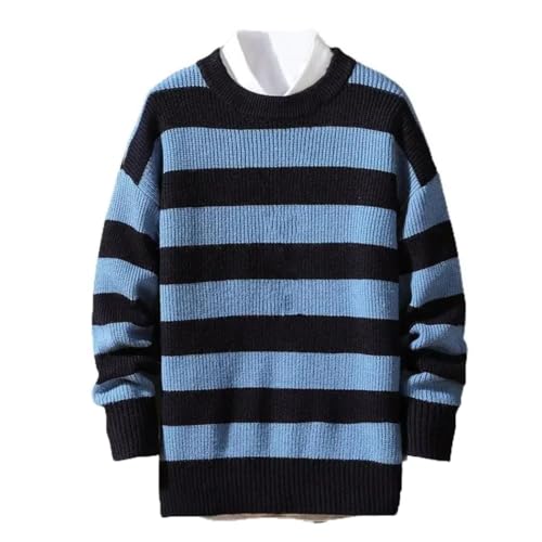Men Round Neck Knit Pullover Plus Size Striped Sweater Casual Spring Daily Work Long Sleeve Jumper