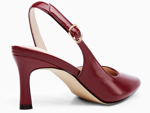 Image of Womens Slingback Heels Low Kitten Pumps Pointed Toe Stiletto Elegant Office Dress Shoes