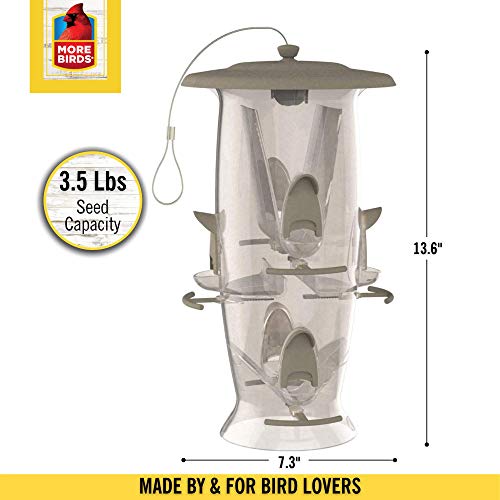 More Birds Abundance Bird Feeder, Combination Mixed Seed and Thistle, 6 Feeding Ports, 3.5 lb Seed Capacity - Thumbnail 4
