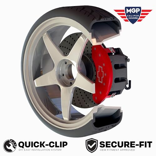 Image of MGP Caliper Covers - Brake Caliper Covers for 2011-2023 Dodge Challenger & 2011-2023 Dodge Charger (Requires Dual Piston Front Caliper) Front and Rear Set (Blue, Challenger)